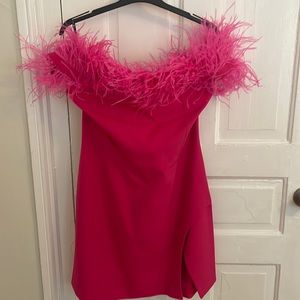 Feather Bardot Stretch Crepe Dress